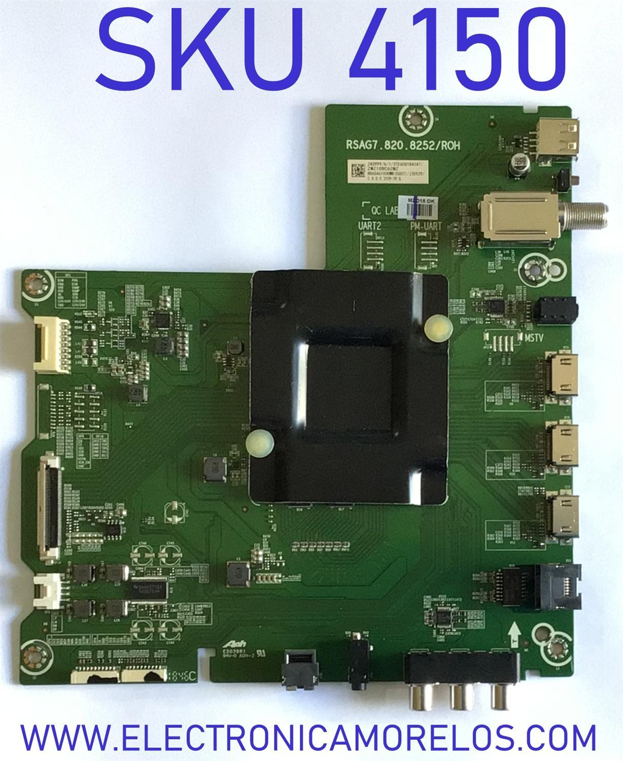 MAIN PARA SMART TV HISENSE 4K (‎3840x2160p) / NUMERO DE PARTE 242999 / RSAG7.820.8252/ROH / 242999/b/1/3TE65G184247 / MODELO 65R6E